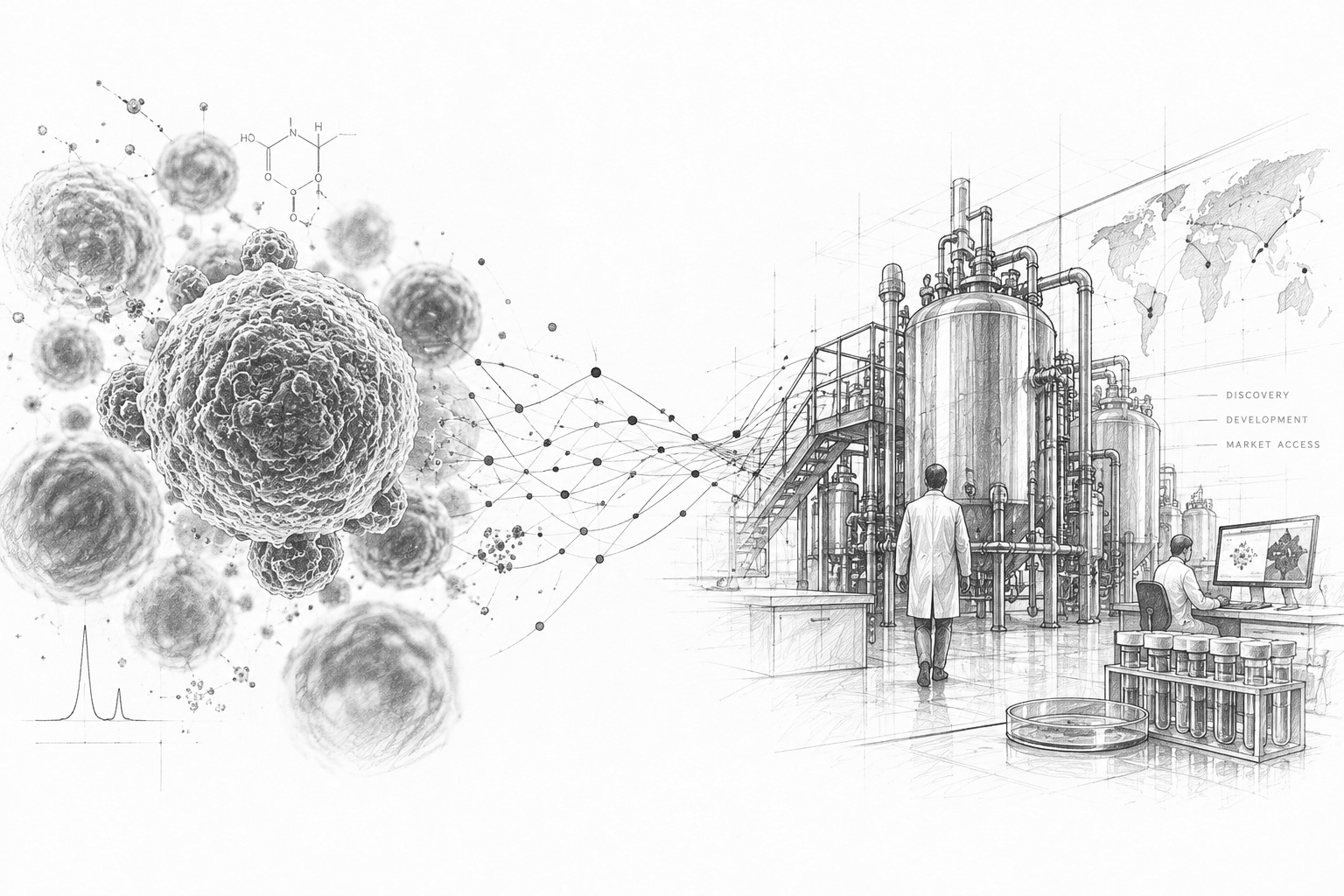 Graphite drawing combining bio-pharmaceutical science and production scale